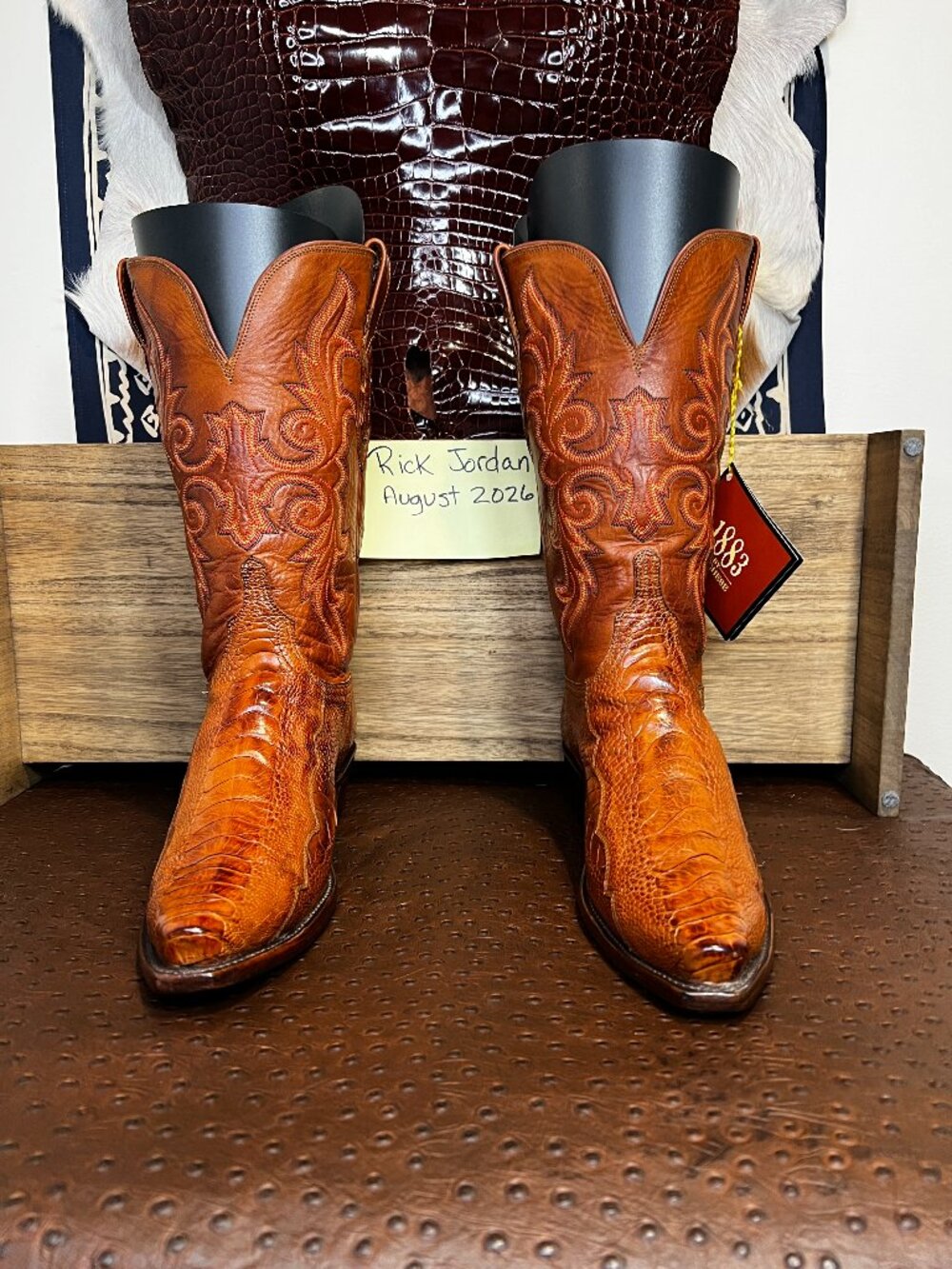 Lucchese 1883 Honey/Brandy Color Ostrich Leg Cowboy/Cowgirl Boots in size 10B/8D